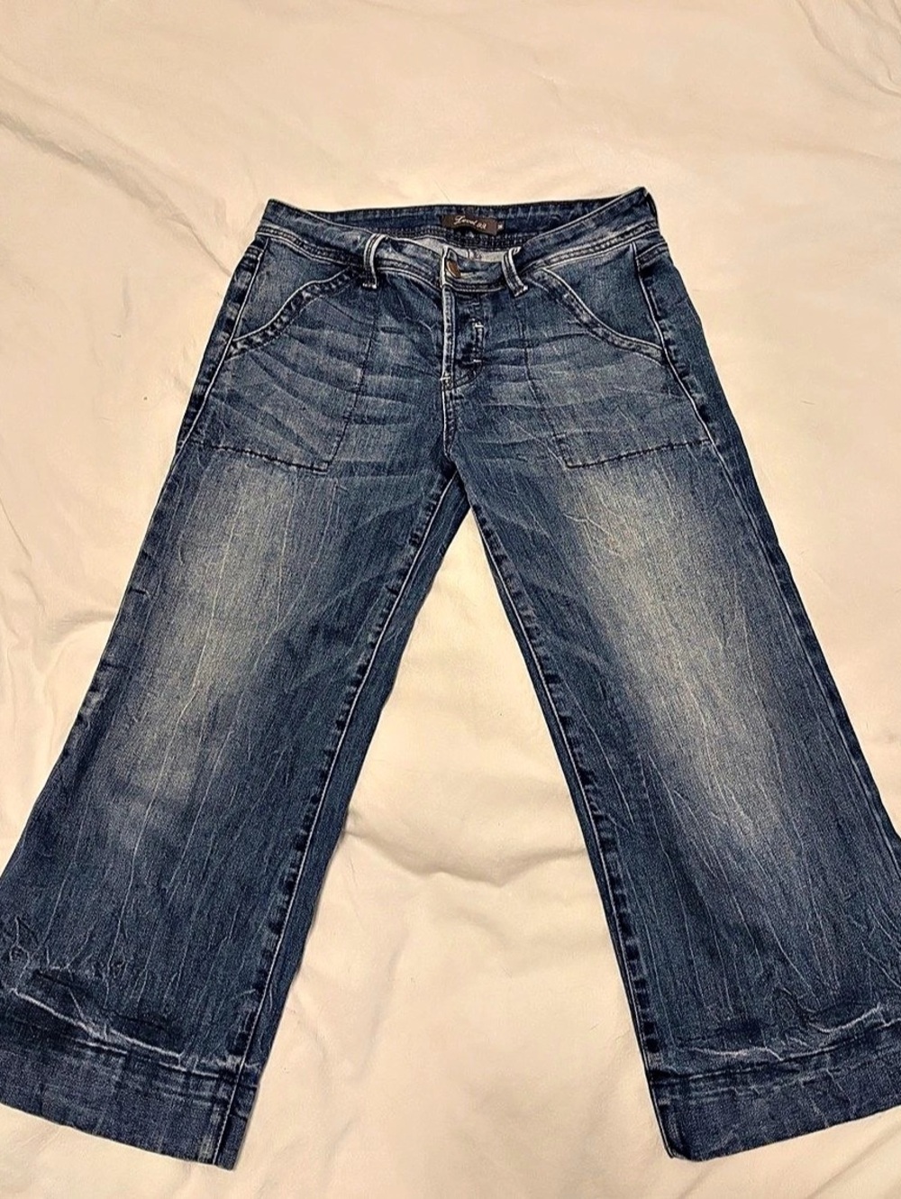 Size 26 Level 99 London crop wide leg denim jeans, excellent condition